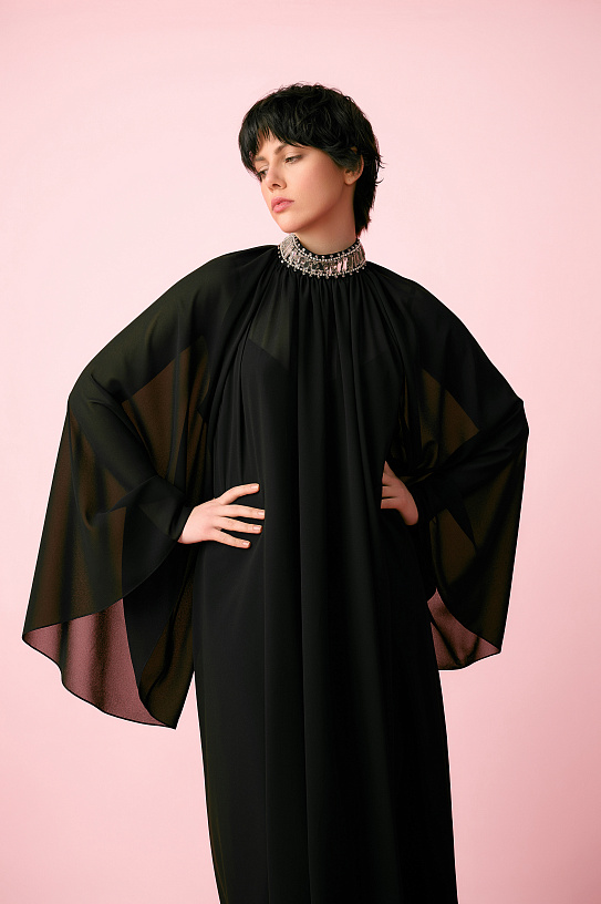 The dress is black