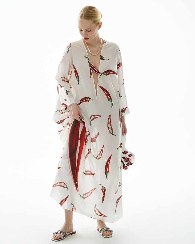White tunic with pepper print