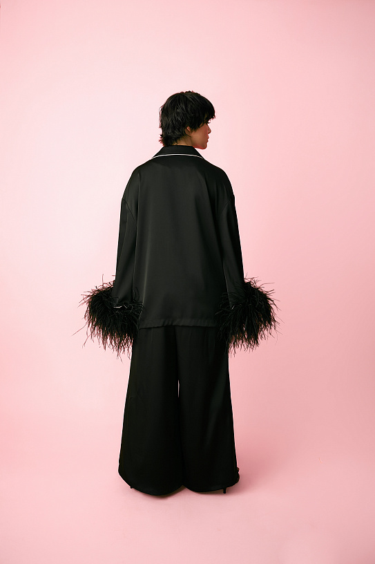 Black eco-leather trousers