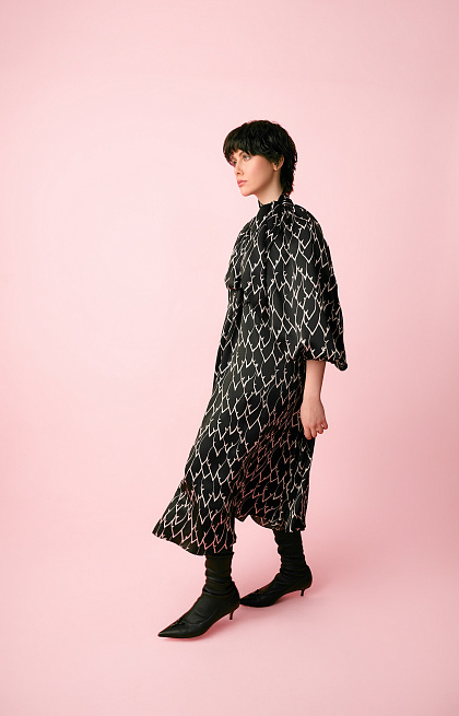Silk dress with original print