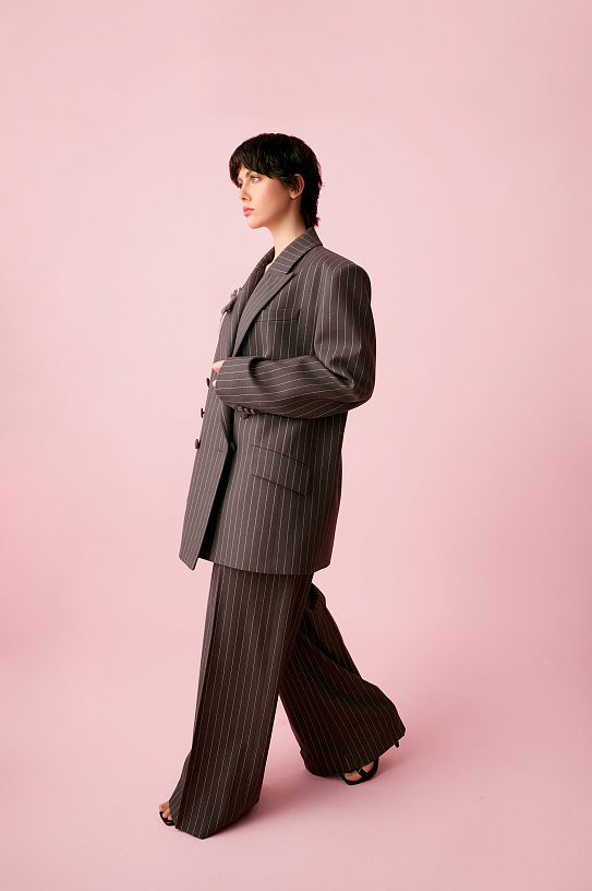 Grey striped trousers