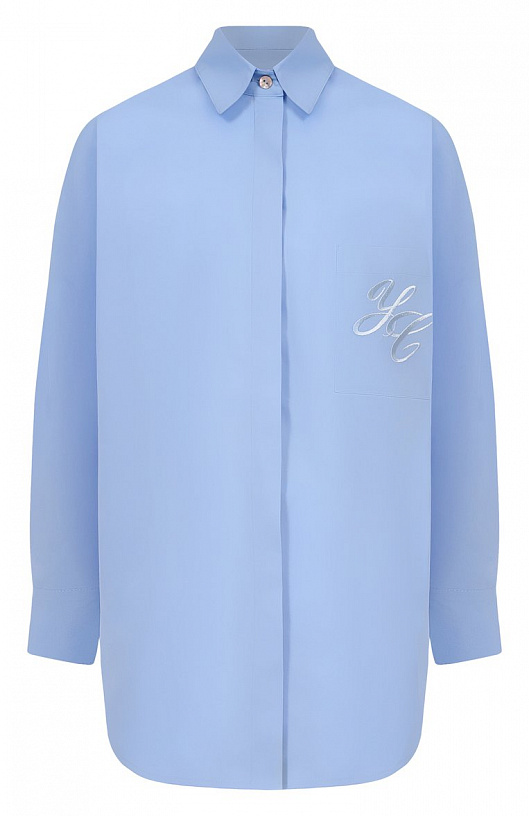 Blue shirt with voluminous sleeves