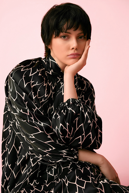 Silk dress with original print
