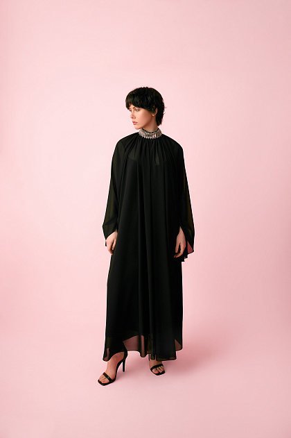 The dress is black