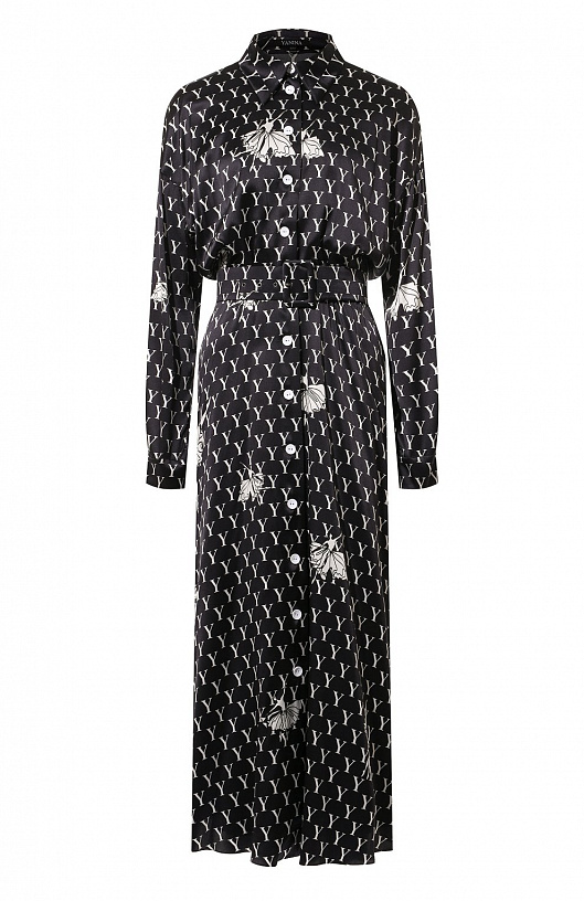 Black silk dress with ballerinas print