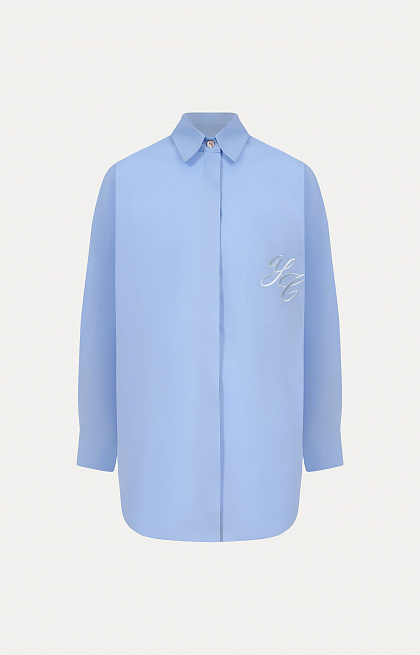 Blue shirt with voluminous sleeves