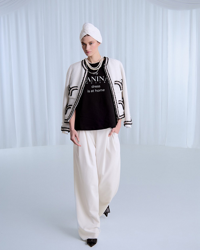 White palazzo trousers