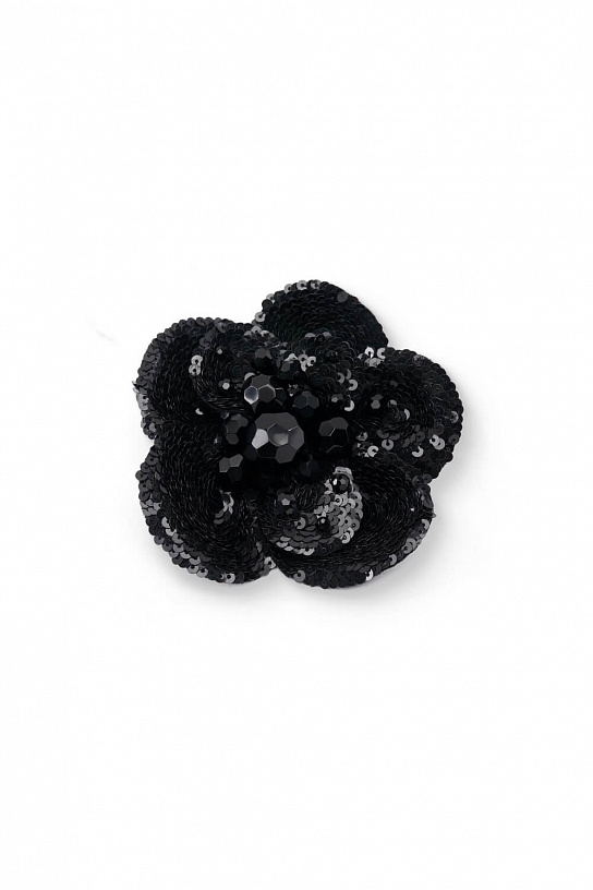 Black camellia brooch