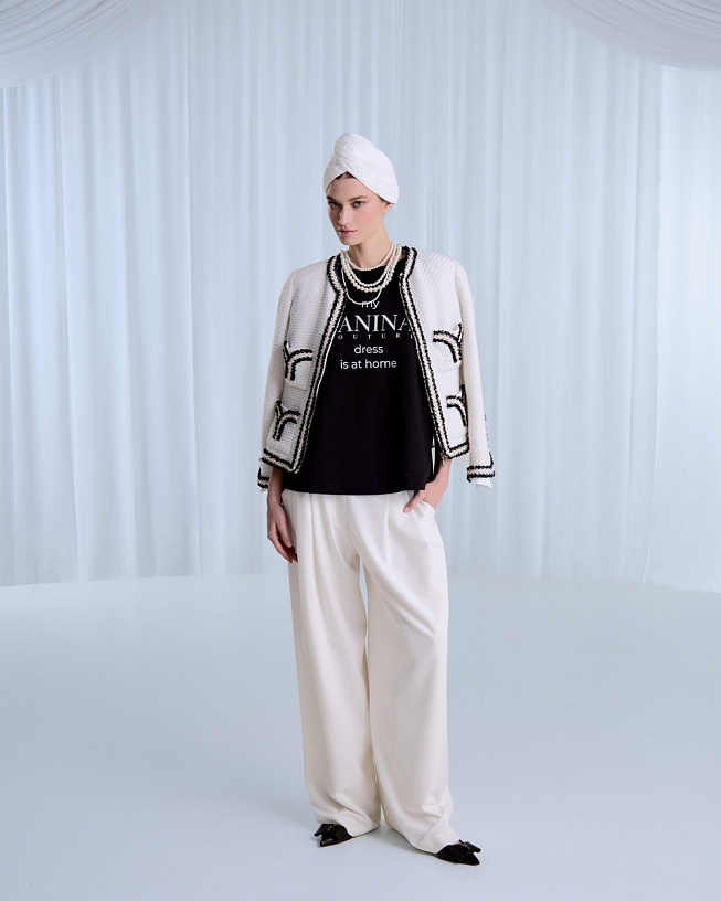 White palazzo trousers